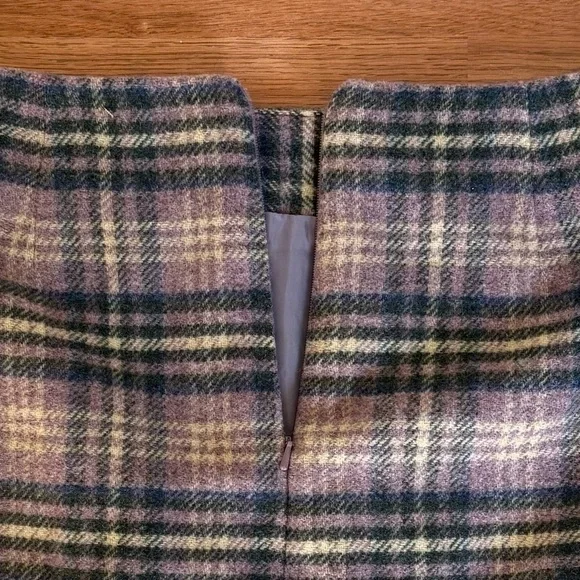 VINTAGE 90s OLD NAVY Lavender Purple Plaid Recycled Wool Jacket and Skirt - Picture 10 of 11